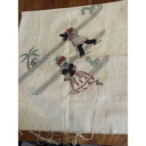 Vintage Mexican Tablecloth Hand Painted Square 58 X 60 UNFINISHED READ